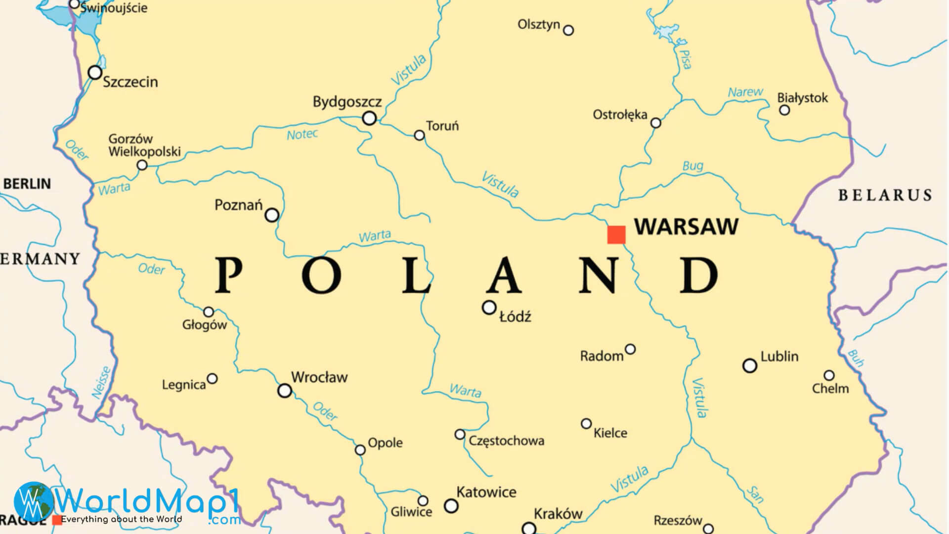 Poland Major Cities Map